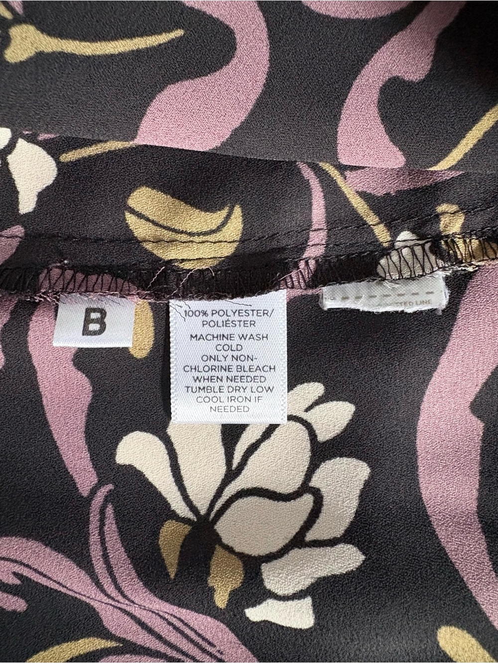LOFT Tie-Neck Floral Black Plum Olive Green Sleeveless Top - Picture 5 of 6